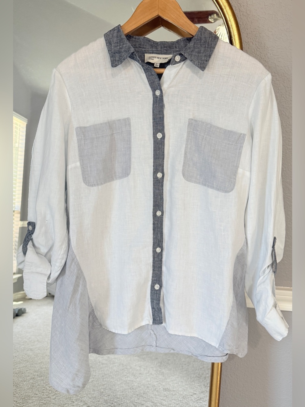 JONES NEW YORK SPORT | 100% Linen Tunic Blouse Top | Large